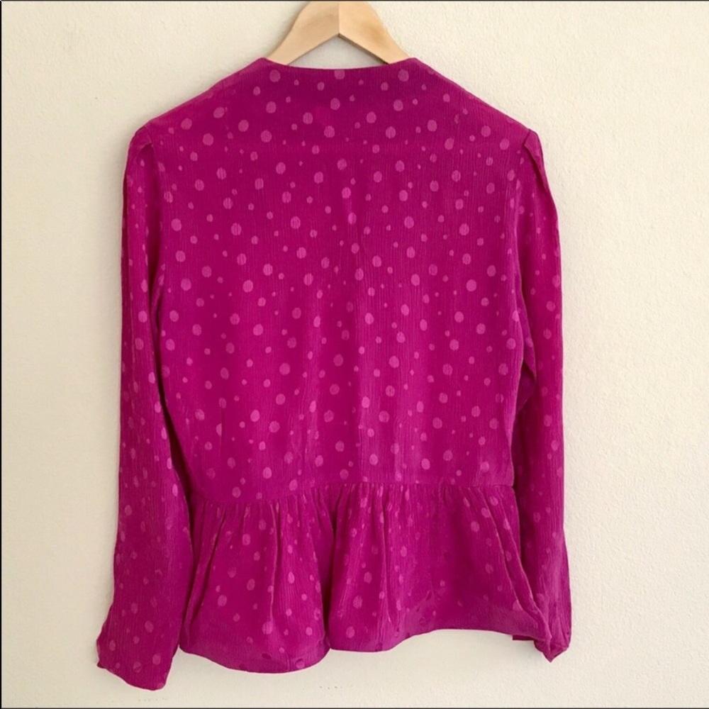 Oscar de la Renta Vintage Pink Peplum Blouse SZ 10 - Picture 3 of 5